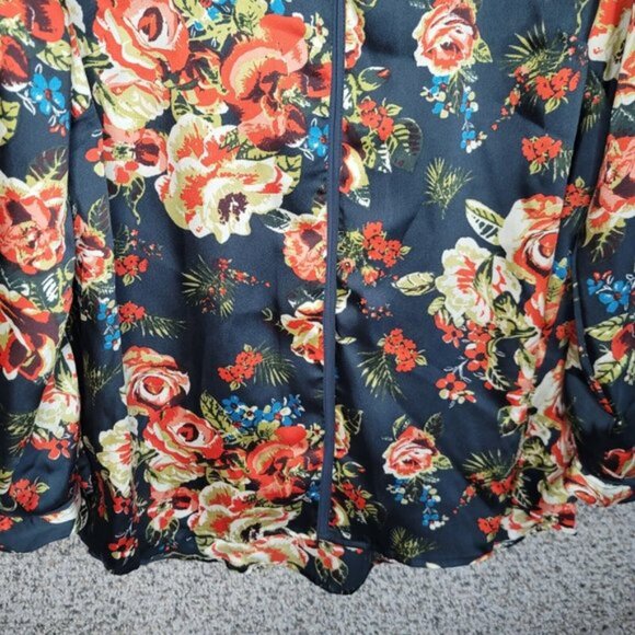 John Mark Top Womens‎ Small Floral Print Tunic V-Neck Long Sleeve Blouse Ladies - Picture 5 of 7